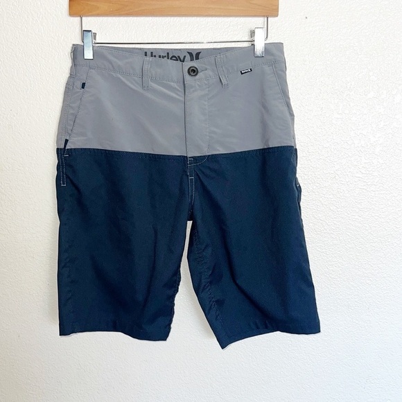 Hurley Boys Colorblock Gray And Navy Blue Board Shorts - Picture 1 of 14
